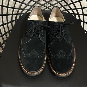 Cole Haan Mens Franklin C11429 Black Suede Wing Tip Dress Shoes Size 10 M